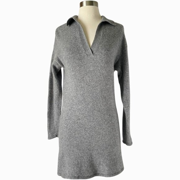 Reformation Doreen Cashmere Sweater Polo Dress Gray XS Long Sleeve - Picture 10 of 10
